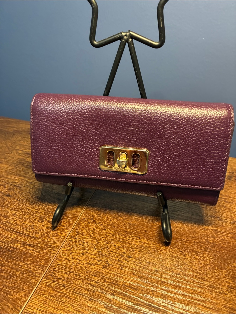 Michael Kors Pebbled Leather Wallet Clutch - Gold Hardware
